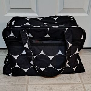 Thirty-One Black & White Dots Tote/Weekender Bag